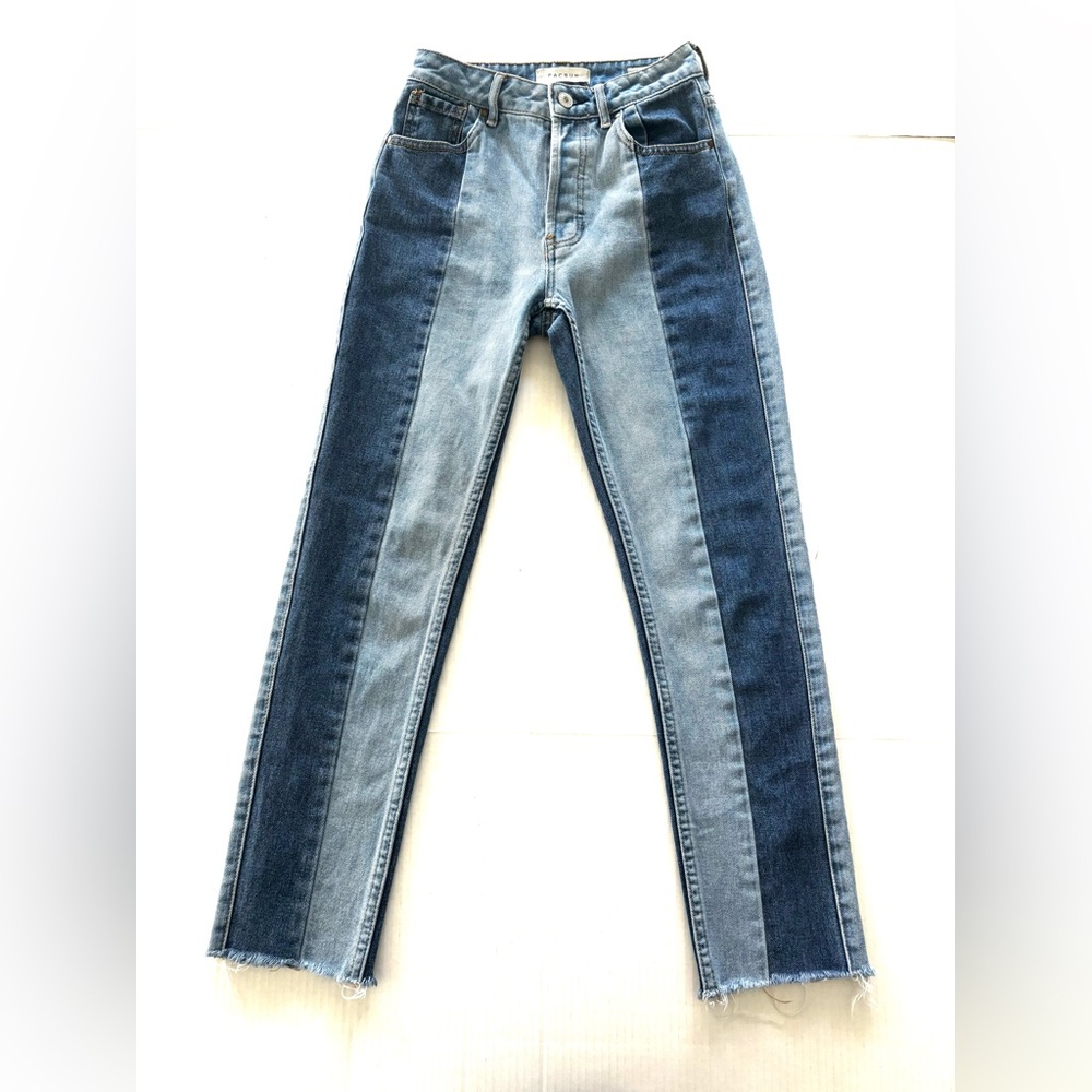 Pacsun Mom Jeans‎ Button Fly Color Block denim Raw Hems Women’s Size 23